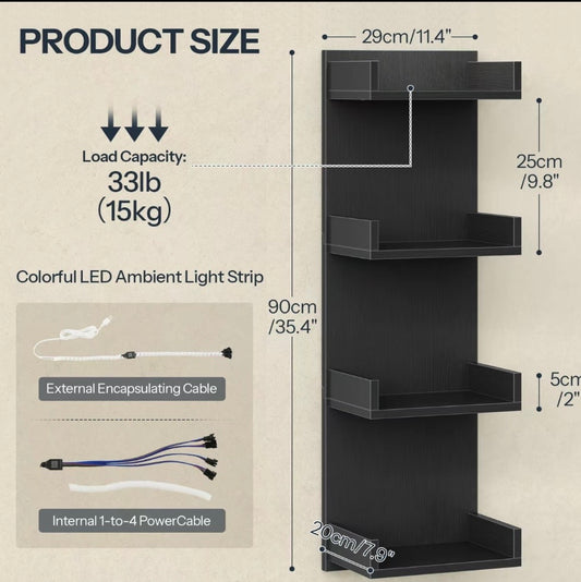 Floating Wall LED Shelves